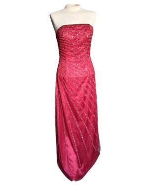 Panoply Red Strapless Prom Gown Size 6| Beaded Formal Dress|Elegant Evening